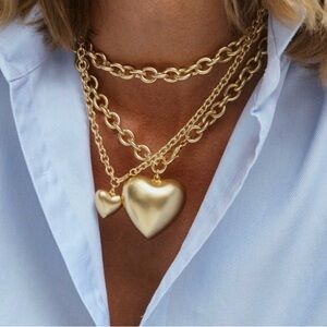 Roxanne Assoulin LARGE Puffy Gold Heart Necklace